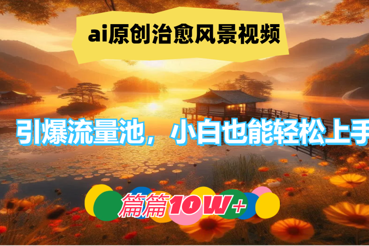 ai原创治愈风景视频，引爆流量池，小白也能轻松上手，篇篇10w+！创业吧-网创项目资源站-副业项目-创业项目-搞钱项目创业吧