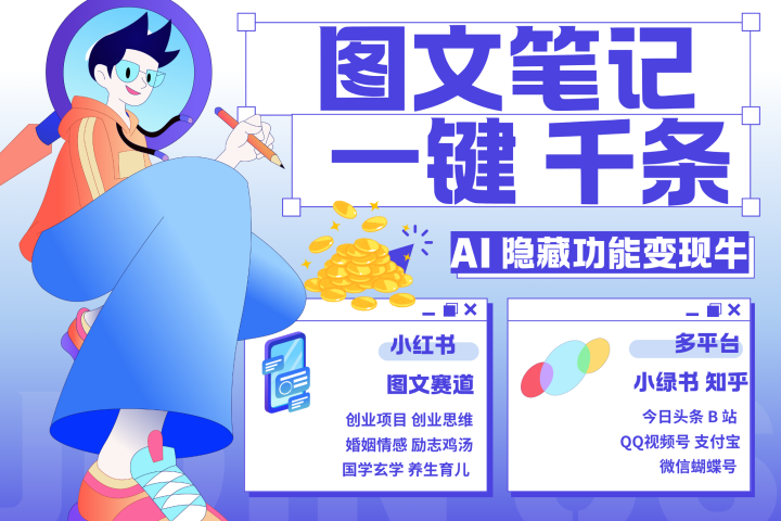 小红书小绿书 秒生图文一键千条 轻松变现3W+创业吧-网创项目资源站-副业项目-创业项目-搞钱项目创业吧