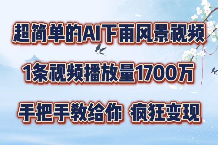 超简单的AI风景视频，1条视频播放量1700万，手把手教给你创业吧-网创项目资源站-副业项目-创业项目-搞钱项目创业吧