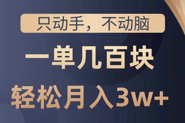 只动手不动脑，一单几百块，轻松月入3w+，看完就能直接操作，详细教程创业吧-网创项目资源站-副业项目-创业项目-搞钱项目创业吧