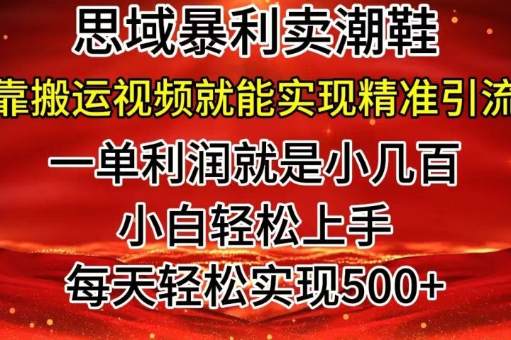 私域卖潮鞋暴利玩法，小白轻松上手，日赚500＋轻轻松松，最新风口项目创业吧-网创项目资源站-副业项目-创业项目-搞钱项目创业吧