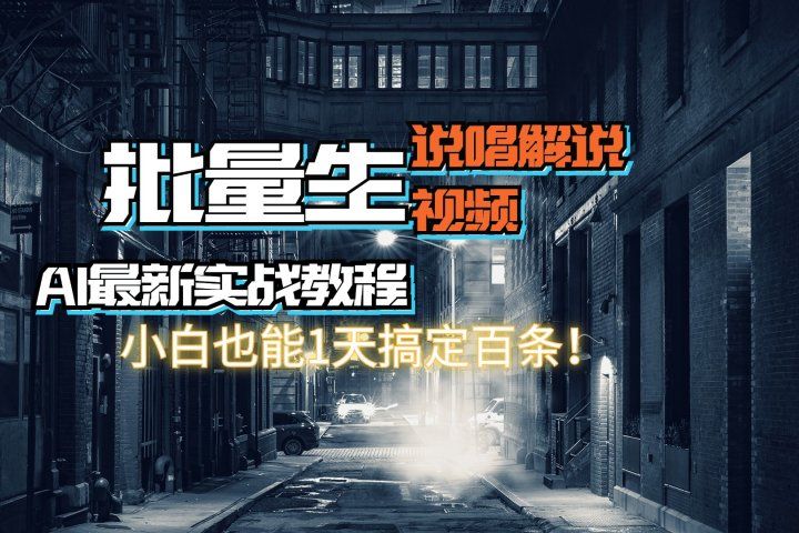 【AI最新实战教程】批量生成说唱解说视频，小白也能1天搞定百条！创业吧-网创项目资源站-副业项目-创业项目-搞钱项目创业吧