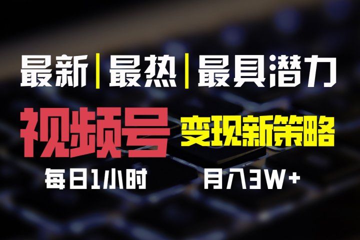 视频号变现新策略，每日一小时月入30000+创业吧-网创项目资源站-副业项目-创业项目-搞钱项目创业吧