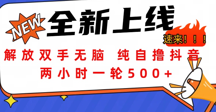 解放双手无脑 纯自撸抖音 两小时一轮500+创业吧-网创项目资源站-副业项目-创业项目-搞钱项目创业吧