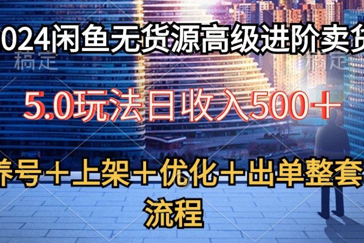 2024闲鱼无货源高级进阶卖货5.0，养号＋选品＋上架＋优化＋出单整套流程创业吧-网创项目资源站-副业项目-创业项目-搞钱项目创业吧