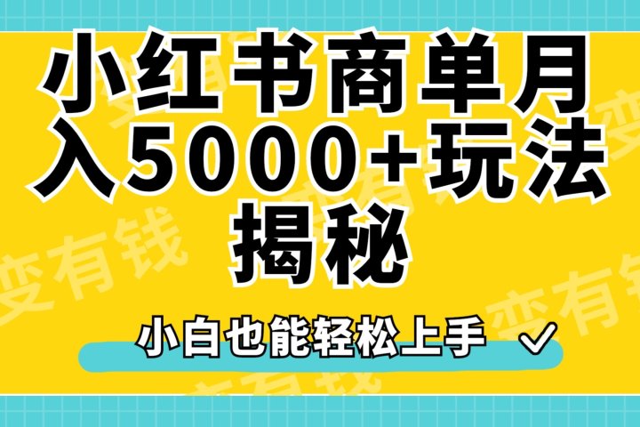 小红书商单原创起号玩法揭秘，小白月入5000+创业吧-网创项目资源站-副业项目-创业项目-搞钱项目创业吧