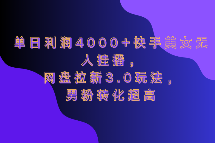 网盘拉新3.0玩法，男粉转化超高，单日利润4000+快手美女无人挂播创业吧-网创项目资源站-副业项目-创业项目-搞钱项目创业吧