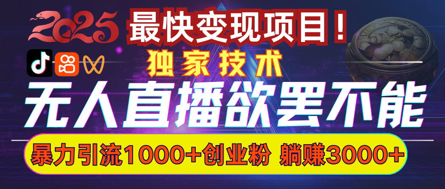 欲罢不能的无人直播引流，超暴力日引流1000+高质量精准创业粉创业吧-网创项目资源站-副业项目-创业项目-搞钱项目创业吧