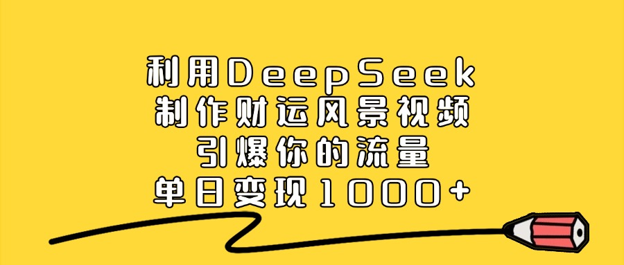 利用DeepSeek制作财运风景视频，引爆你的流量，单日变现1000+创业吧-网创项目资源站-副业项目-创业项目-搞钱项目创业吧