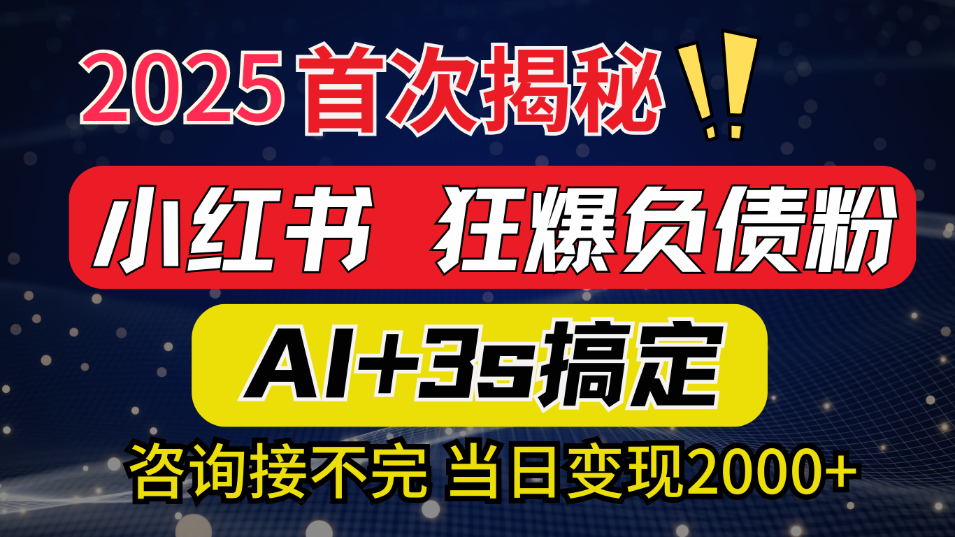 2025引流天花板：最新小红书狂暴负债粉思路，咨询接不断，当日入2000+创业吧-网创项目资源站-副业项目-创业项目-搞钱项目创业吧