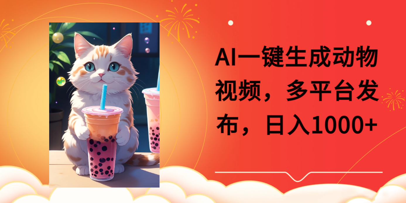 AI一键生成动物搞笑视频，多平台发布，轻松破千万播放，日入2000+创业吧-网创项目资源站-副业项目-创业项目-搞钱项目创业吧